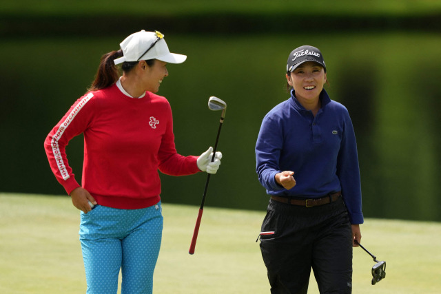 다우 챔피언십에서 공동 3위를 기록한 강혜지(왼쪽)와 김인경.사진 제공=AFP연합뉴스