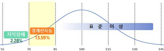 지능의 정규분포 곡선(자료: 교육부)
