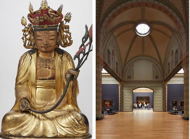 Avalokiteshvara Bodhisattva (left) and the Rijksmuseum in Amsterdam (National Museum of Korea)
