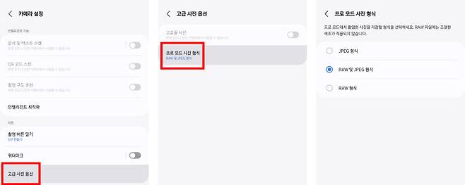 프로 모드에서 RAW 형식으로 촬영하는 설정법