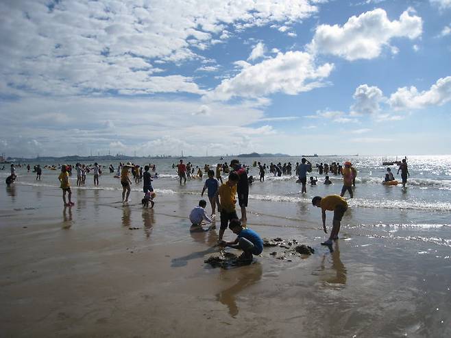 [당진=뉴시스] 지난 2013년 여름 당진 난지도해수욕장을 찾은 관광객들이 물놀이를 즐기고 있다. (사진=당진시 제공) 2024.07.04. *재판매 및 DB 금지