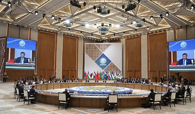 The 24th Meeting of the Council of Heads of State of the Shanghai Cooperation Organization (SCO) is held at the Independence Palace in Astana, the capital city of Kazakhstan on Thursday. (Xinhua)