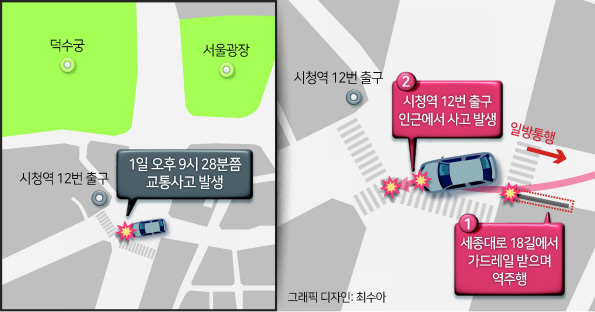 9명의 사망자가 발생한 지난 1일 밤 서울 시청역 대형 교통사고. [헤럴드경제 DB]