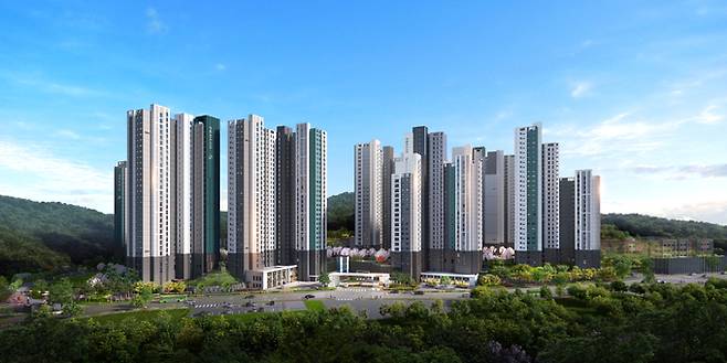 용인 푸르지오 원클러스터 1단지 주경투시도. 대우건설