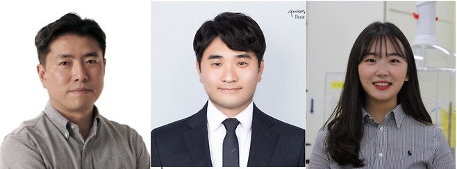 왼쪽부터 김용태 포스텍 교수, 정상문 박사, 김윤아 석사.