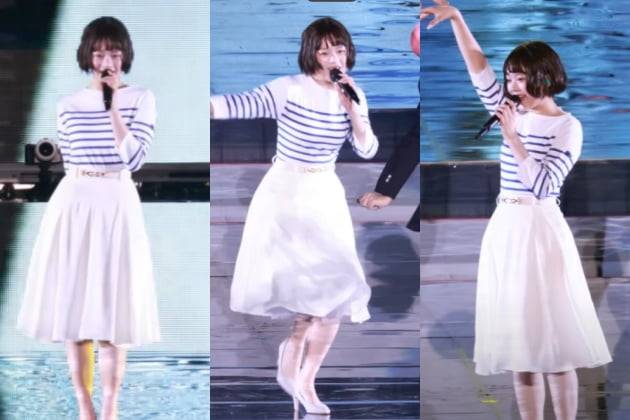 그룹 뉴진스 하니가 일본 팬미팅에서 마츠다 세이코의 '푸른 산호초'를 부르는 모습 /사진=유튜브 캡처