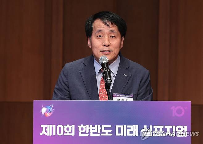 장영진 한국무역보험공사 사장 (서울=연합뉴스) 김인철 기자 = 장영진 한국무역보험공사 사장이 지난달 28일 서울 중구 신라호텔 다이너스티홀에서 열린 제10회 한반도 미래 심포지엄 VIP 오찬행사에서 오찬사를 하고 있다. 2024.6.28 yatoya@yna.co.kr