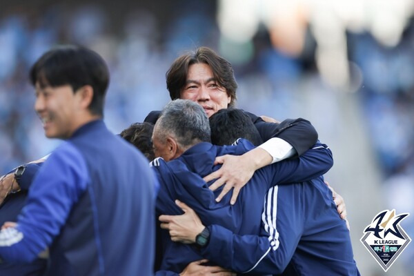 2023년 울산 HD의 K리그1 2연패 확정 당시 홍명보 감독. ⓒ프로축구연맹