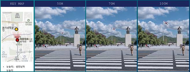 광화문광장 국기게양대 높이에 따른 예시도. /서울시
