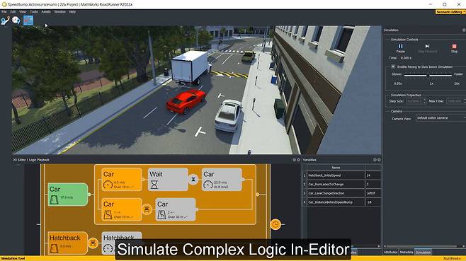 매스웍스 자율주행 시뮬레이션의 3차원 장면 설계 솔루션 ‘로드러너(RoadRunner)'를 작동한 모습 / 출처=매스웍스