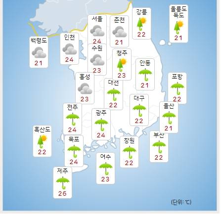 ©기상청:&nbsp; 오늘(14일) 오전 전국날씨