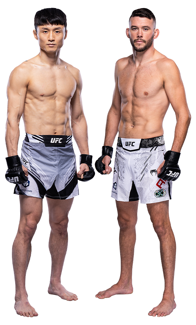 전 페더급 공식랭킹 11위 최두호(왼쪽), 같은 체급 비공식 13위 출신 빌 알지오 UFC 프로필. 사진=TKO