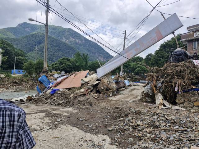 ▲전북 완주군 운주면 수해현장의 참혹한 현장. ⓒ