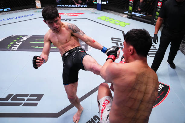 하이더 아밀이 UFC on ESPN+ 94에서 공격하고 있다. 사진=Getty Images=연합뉴스 제공