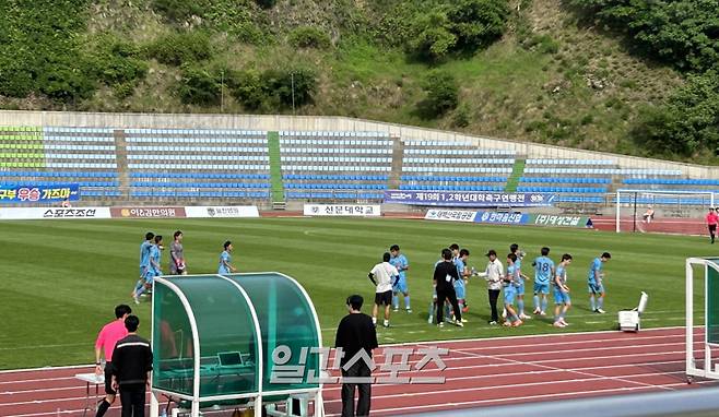 선문대가 동명대를 상대로 역전한 뒤 벤치 모습. 사진=김희웅 기자