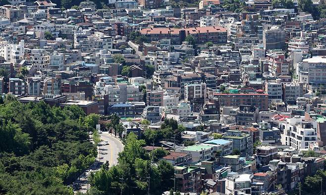 서울 중구 남산에서 바라본 빌라 밀집 지역 모습. 뉴시스