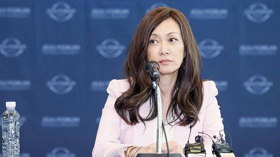 지난 5월 29일 오후 서귀포시 제주국제컨벤션센터에서 열린 제주포럼에서 수미 테리 미외교협회(CFR) 선임연구원이 인터뷰를 하고 있다. 연합뉴스