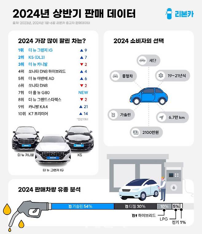 리본카 상반기 판매 통계(사진=리본카)