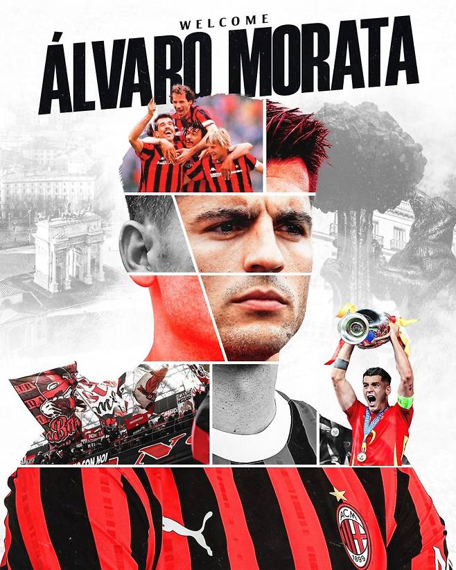 19일 밀란에 합류한 알바로 모라타. 사진=밀란 SNS