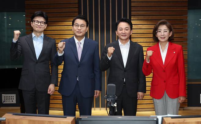 한동훈(왼쪽부터), 윤상현, 원희룡, 나경원 국민의힘 당대표 후보 /사진=국회사진기자단(뉴시스)