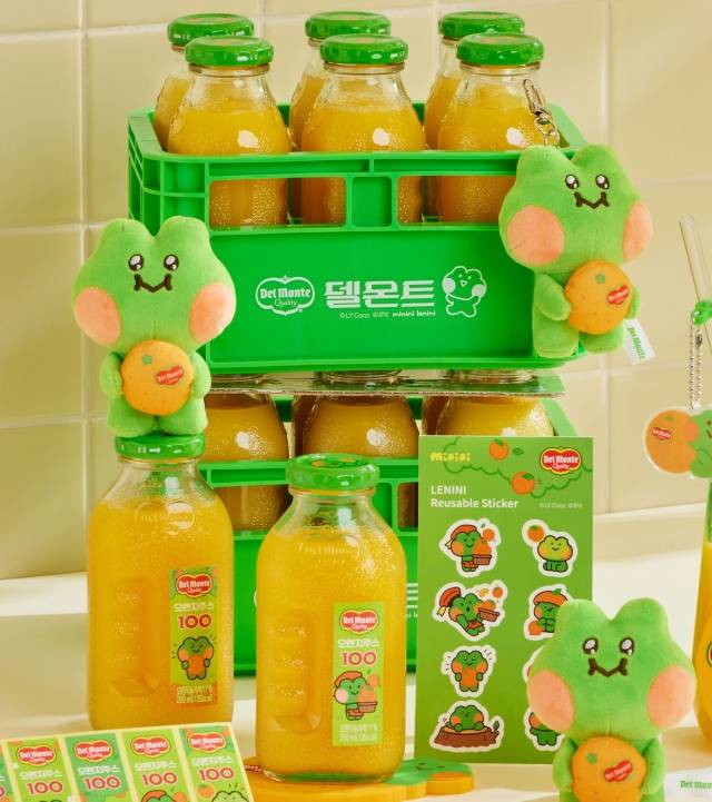 델몬트가 추억의 유리병 쥬스를 재출시 했다. 라인프렌즈 캐릭터 '레니니'와 협업해 MZ세대도 함께 겨냥했다. 델몬트 제공