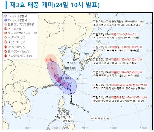 제3호 태풍 개미 예상 이동 경로(사진=기상청 제공)