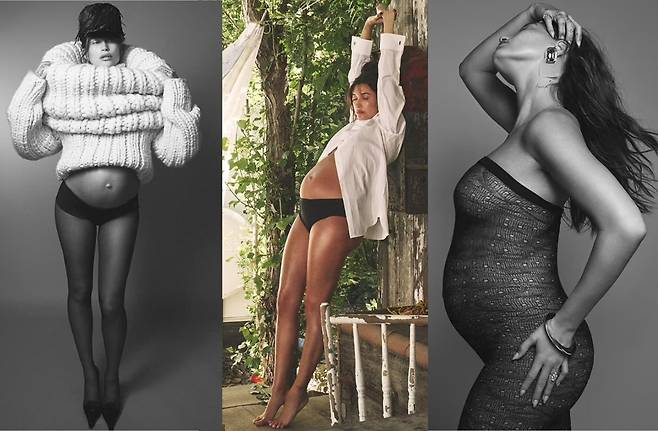 저스틴 비버와 결혼한 헤일리 비버가 최근 임신 6개월인 사실을 알리면서 볼록해진 배를 드러낸 임신 화보를 냈다. 인터뷰에서 그는 입덧과 임신 중 식단, 늦게서야 임신 소식을 전한 이유에 대해 솔직하게 털어놨다. [사진=W매거진 / 데일리메일 보도 갈무리]