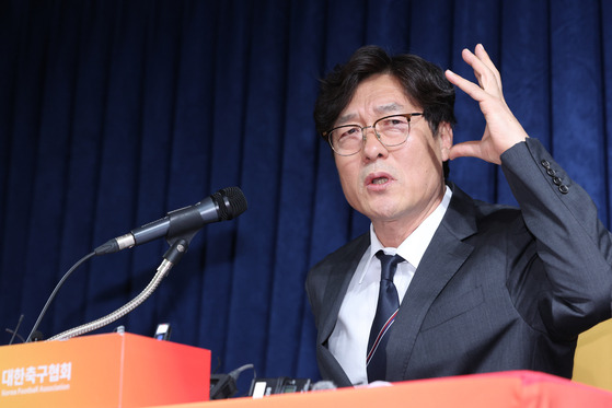 KFA Techincal Director Lee Lim-saeng speaks during a press conference at the KFA House in central Seoul on July 8. [YONHAP]