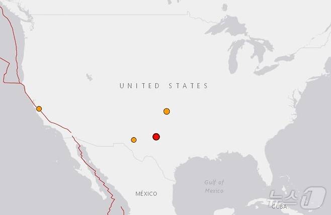 미 텍사스주에서 규모 4.8 지진이 발생했다. <출처=미 지질조사국 홈페이지>