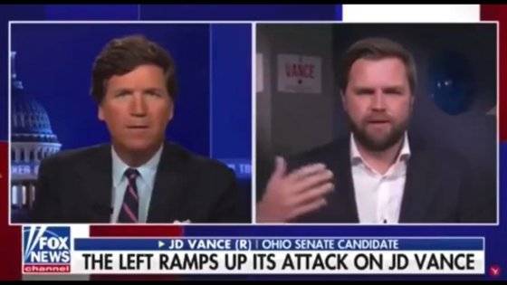 2021년 미국 오하이오주 상원의원 선거에 출마한 J.D 밴스가 폭스뉴스에 출연한 모습. 사진 X 캡처