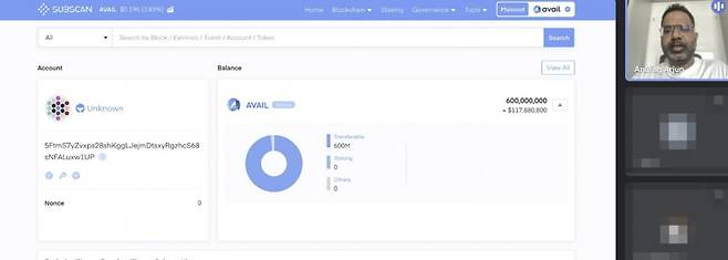 아누라그 아르준(Anurag Arjun) 어베일 공동창업자가 29일 블루밍비트와의 인터뷰를 통해 퓨처 이니셔티브 물량이 담긴 지갑(주소- 5FtmS7yZvxps28shKggLJejmDtsxyRgzhcS68sNFALuxw1UP)에 대해 설명하고 있다. / 사진=손민 블루밍비트 기자