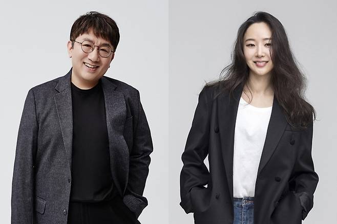 왼쪽부터 방시혁 하이브 의장, 민희진 어도어 대표. 하이브 제공