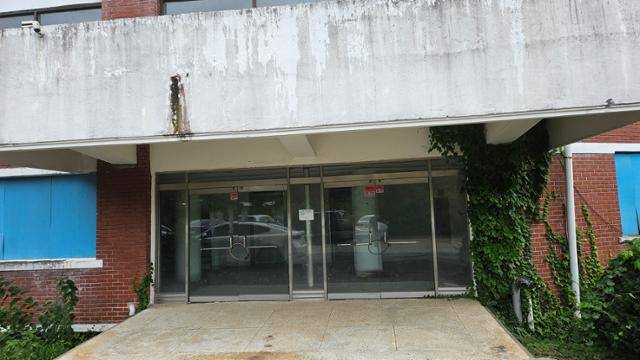 잡초가 무성히 자란 채 방치된 광주예술대 정문.