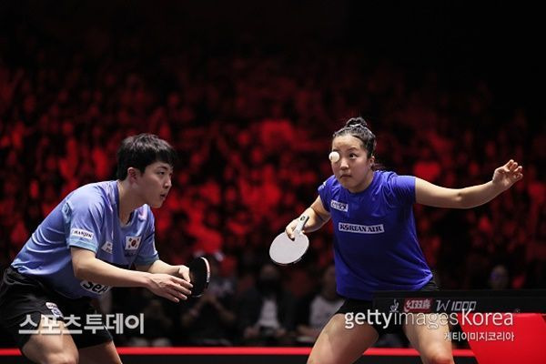 임종훈과 신유빈 / 사진=Gettyimages 제공