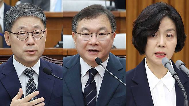 왼쪽부터 노경필, 박영재, 이숙연 대법관 후보자