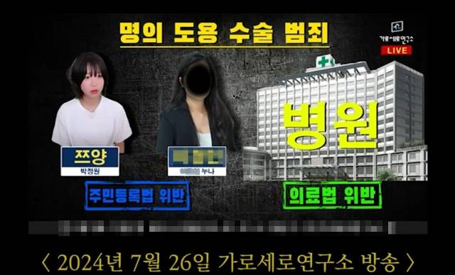 쯔양 의혹 제기한 유튜브 채널 '가로세로연구소' 방송 화면. 유튜브 채널 ‘tzuyang쯔양’ 영상 캡처