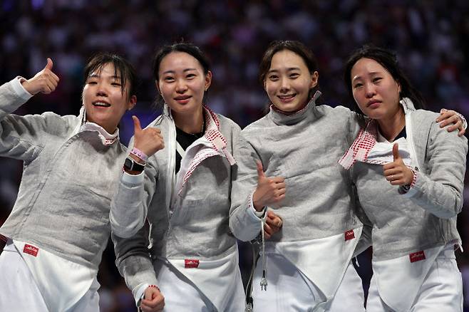 한국 여자 사브르 대표팀. 사진=AP PHOTO