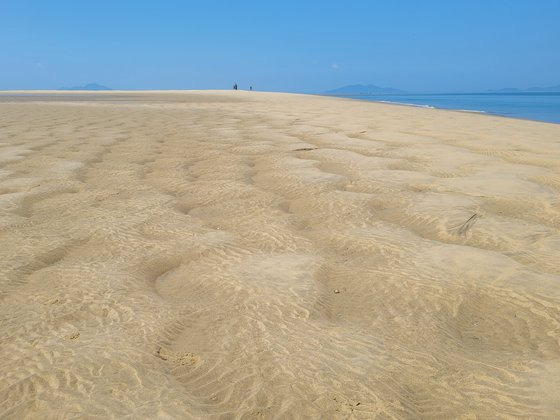 인천 대이작도에는 설물 때 국내 최대 크기의 풀등이 드러난다. 보트를 타고 풀등에 내리면, 사막에 온 느낌이 든다.