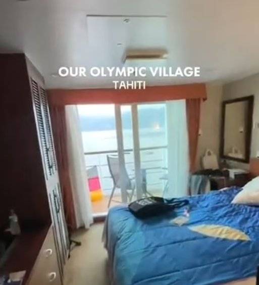 서핑 선수가 SNS에 공개한 선상 선수촌 방의 모습. 사진 인터넷 캡처
