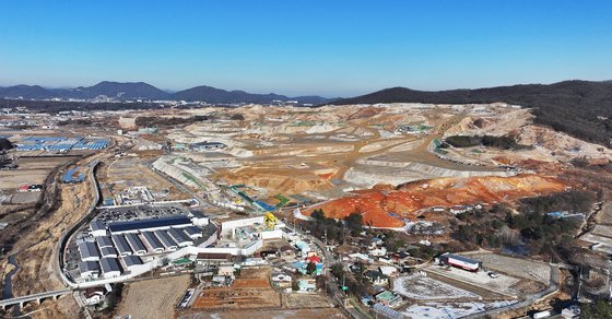 공사가 진행 중인 경기도 용인시 처인구 원삼면 용인반도체클러스터 부지 모습. 연합뉴스