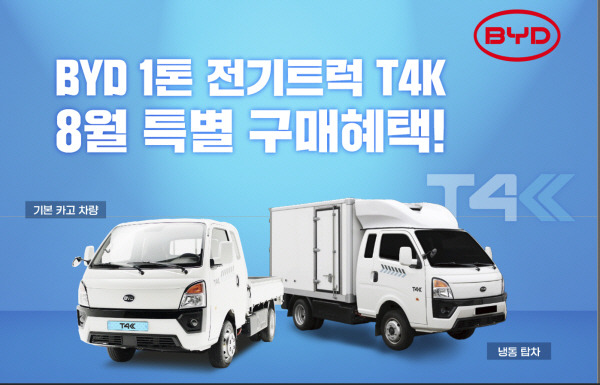 “8월, 1000만원대 구매 가능”…GS글로벌, BYD 1t트럭 T4K 프로모션 [사진제공=GS글로벌]