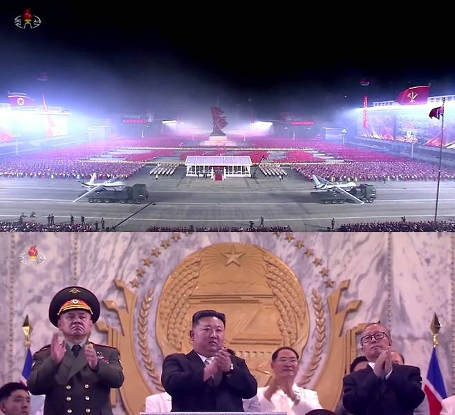 2023년 7월 27일 휴전 70주년을 맞아 북한의 김정은이들과 평양에서 소위 “전승절” 군사 퍼레이드를 관람하고 있다. 이날 행사에는 이례적으로 러시아의 국방부 장관 세르게이 소이구 (Sergei Shoigu)와 중국공산당 정치국 상무위원 이훙중(李鴻忠)이  참석했다.