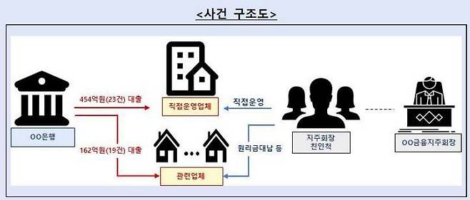 우리은행 전 회장 친인척 관련 부당대출 사건 구조도. /금융감독원 제공