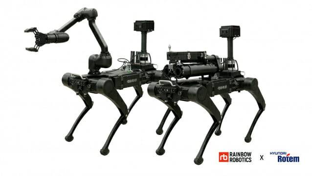 대테러전용 다족보행로봇 시제는 용도에 따라 로봇팔과 무기 발사장치 탈부착이 가능하다 (사진=레인보우로보틱스)