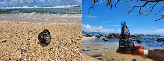 미국 하와이주 카우아이섬 해안가 곳곳에는 검은 고깔이 널려 있다. 하와이=원다라 기자