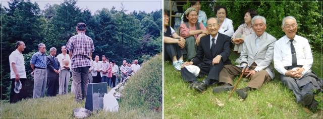 ▲리영희는 거의 매년 장일순 선생 추도식에 참여했다. 오른쪽은 2008년 5월 무위당 기일날 묘소 참배에서 남긴 사진이다. (왼쪽부터 장화순, 리영희, 김영주) (출처: 황도근 무위당학교 제공)