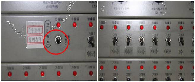 해당 논문에 실린 스프링클러 콘솔. 양쪽 다 off 상태라고 논문은 밝히고 있다.