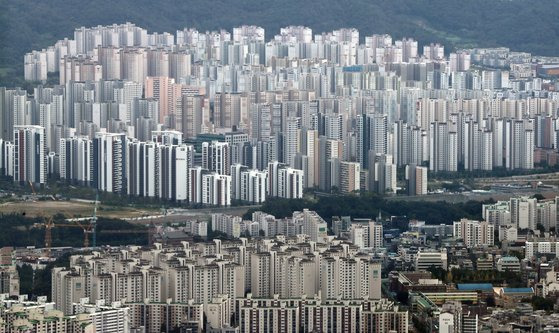 서울 송파구 서울스카이에서 바라본 위례신도시 아파트. [중앙포토]