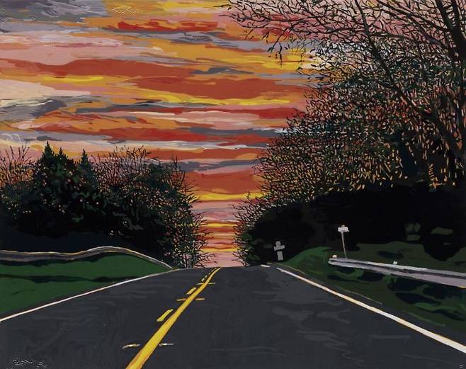 sunrise, enamel and acrylic on canvas, 40.6x50.8cm, 2024.[사진제공 = 선화랑]