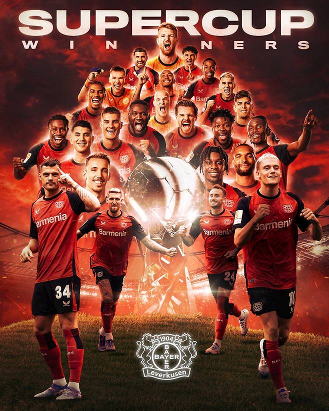바이어 레버쿠젠 슈퍼컵 우승 포스터. /사진=바이어 레버쿠젠 공식 사회관계망서비스(SNS)